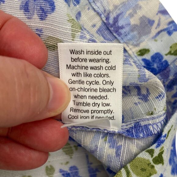 Lauren Conrad Top Womens 4X Blue Floral Tunic Buttons Loose Peasant Cottagecore - Picture 6 of 9